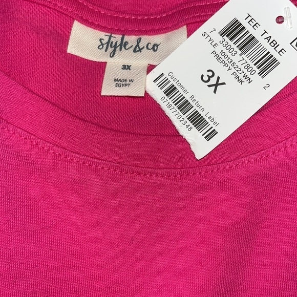 Style & Co tee preppy pink 3X New with tags - Picture 3 of 3